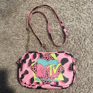 MTV Vibrant Pink Animal Print Crossbody Bag